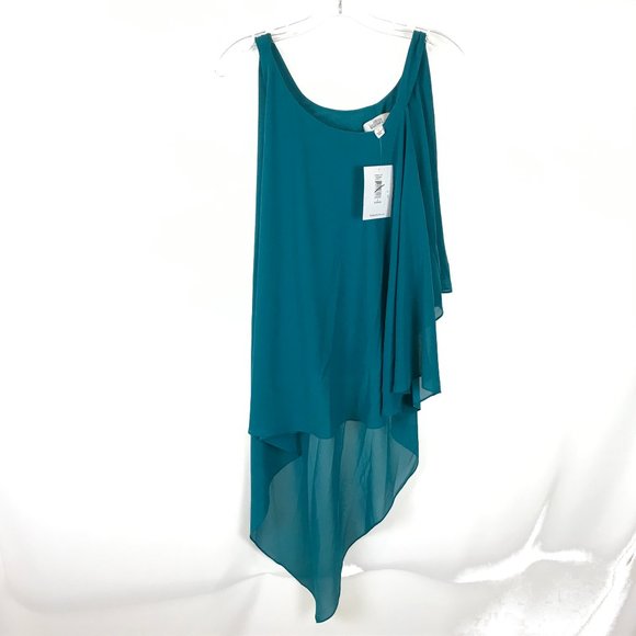 NWT Womens Size Small Belle Badgley Mischka Flowy Chiffon Asymmetric Tunic Top - Picture 1 of 3